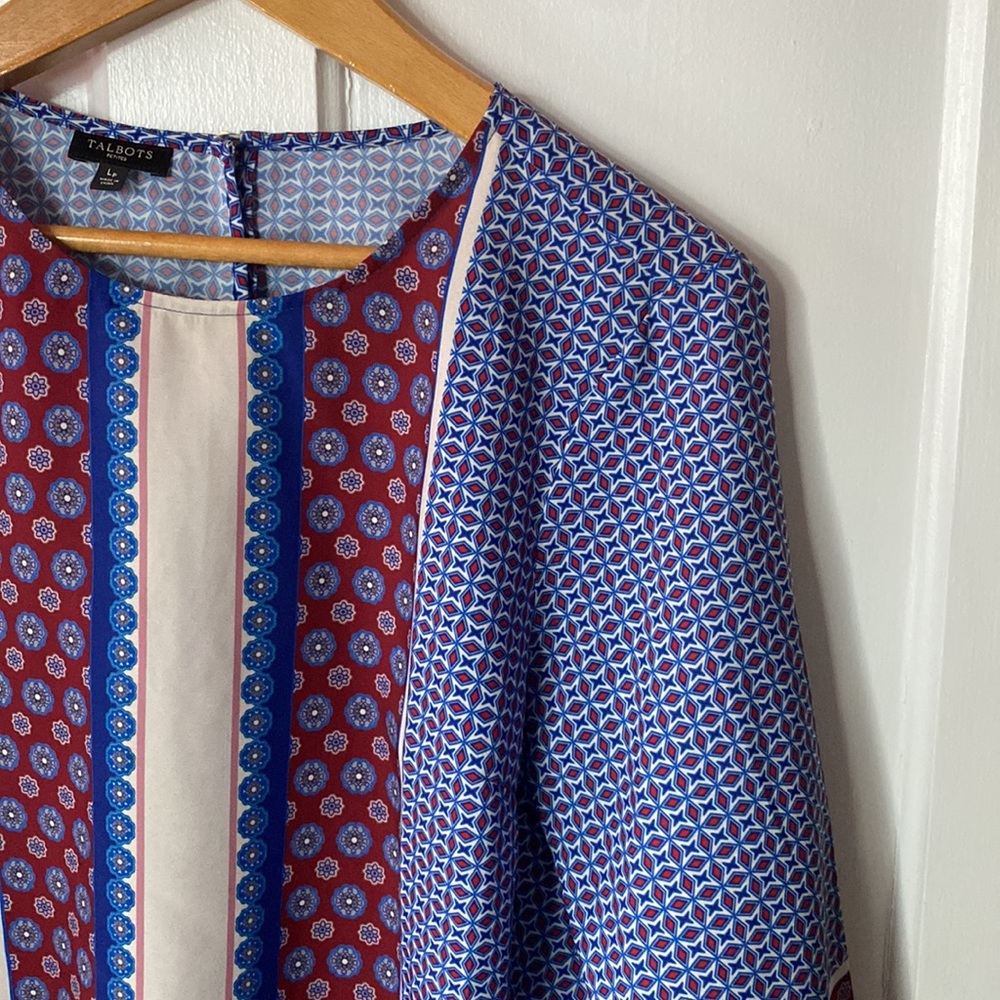 Talbots Patterned Blouse Size Petite Large - image 2